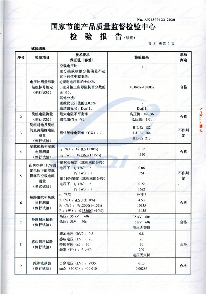 高低压试验报告-S11-1250奇台奇台奇台油浸式变压器-2.jpg